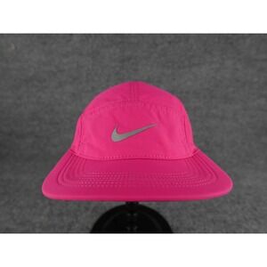 Nike AW84 Dri Fit 5 Panel Hat Cap Pink Fuchsia Reflective Swoosh Running Golf